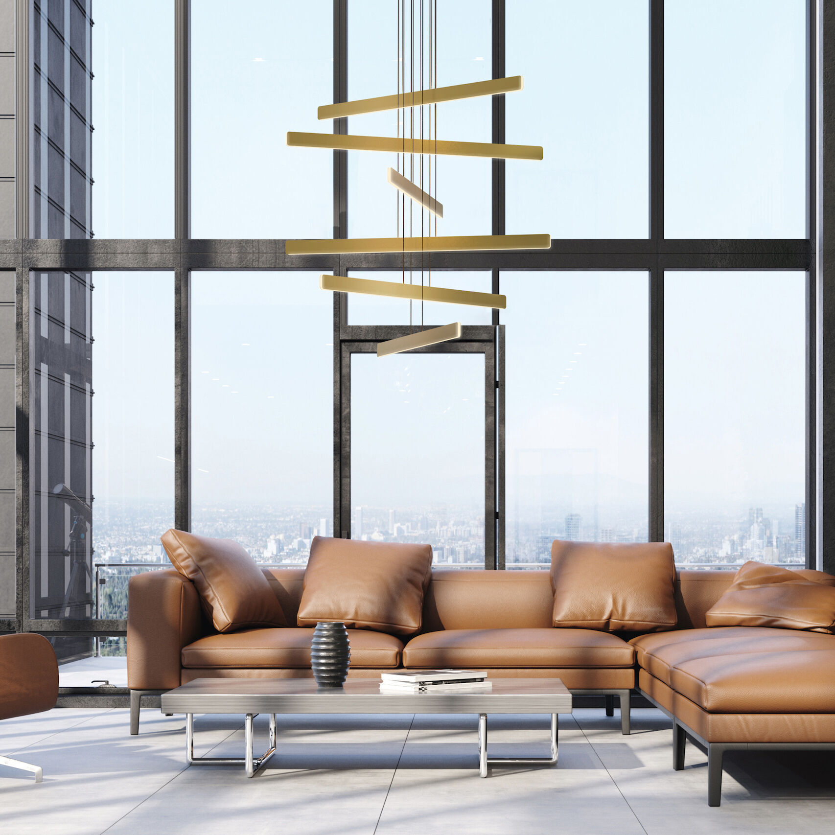 Sub LED 48 inch Gold Pendant Ceiling Light